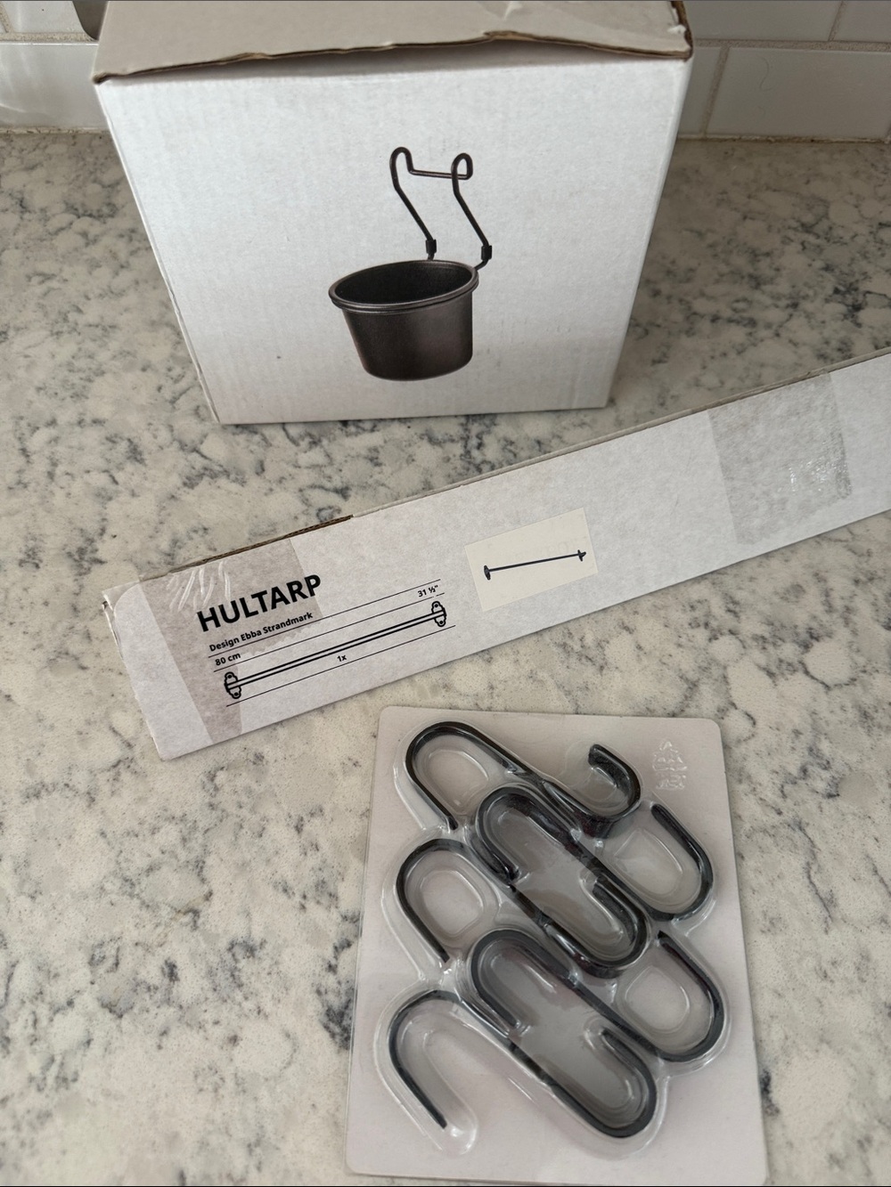 NEW IKEA hultarp rail, hooks, and container